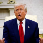 Donald Trump speaking at a cabinet meeting at the White House regarding tariffs on Chinese imports, April 2025