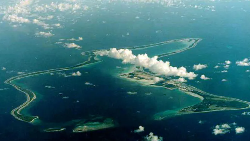 Diego Garcia runway with military aircraft under the British-US base agreement