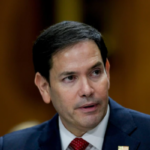 Marco Rubio speaking at a press conference about U.S. foreign policy changes.