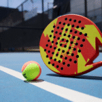 Four players engaged in a doubles padel match on a glass-walled court, actively playing during a fast-paced rally.