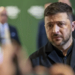 President Volodymyr Zelensky speaking to reporters at the World Economic Forum in Davos on 22 January 2026.