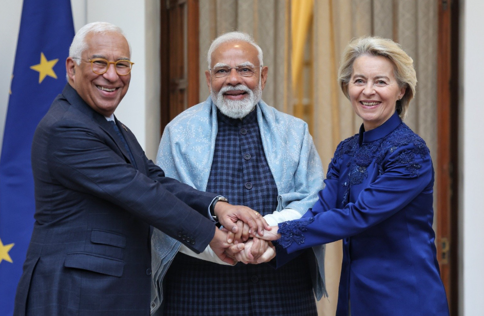 India and European Union trade corridor map highlighting the India-EU Free Trade Agreement and the India-Middle East-Europe Economic Corridor